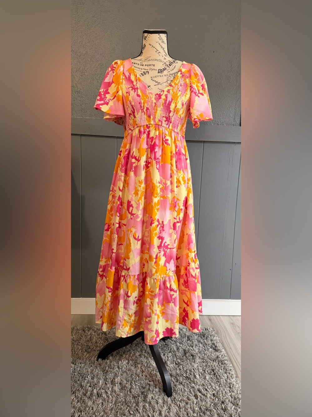 JODIFL Pink & Yellow Floral Maxi Dress for women